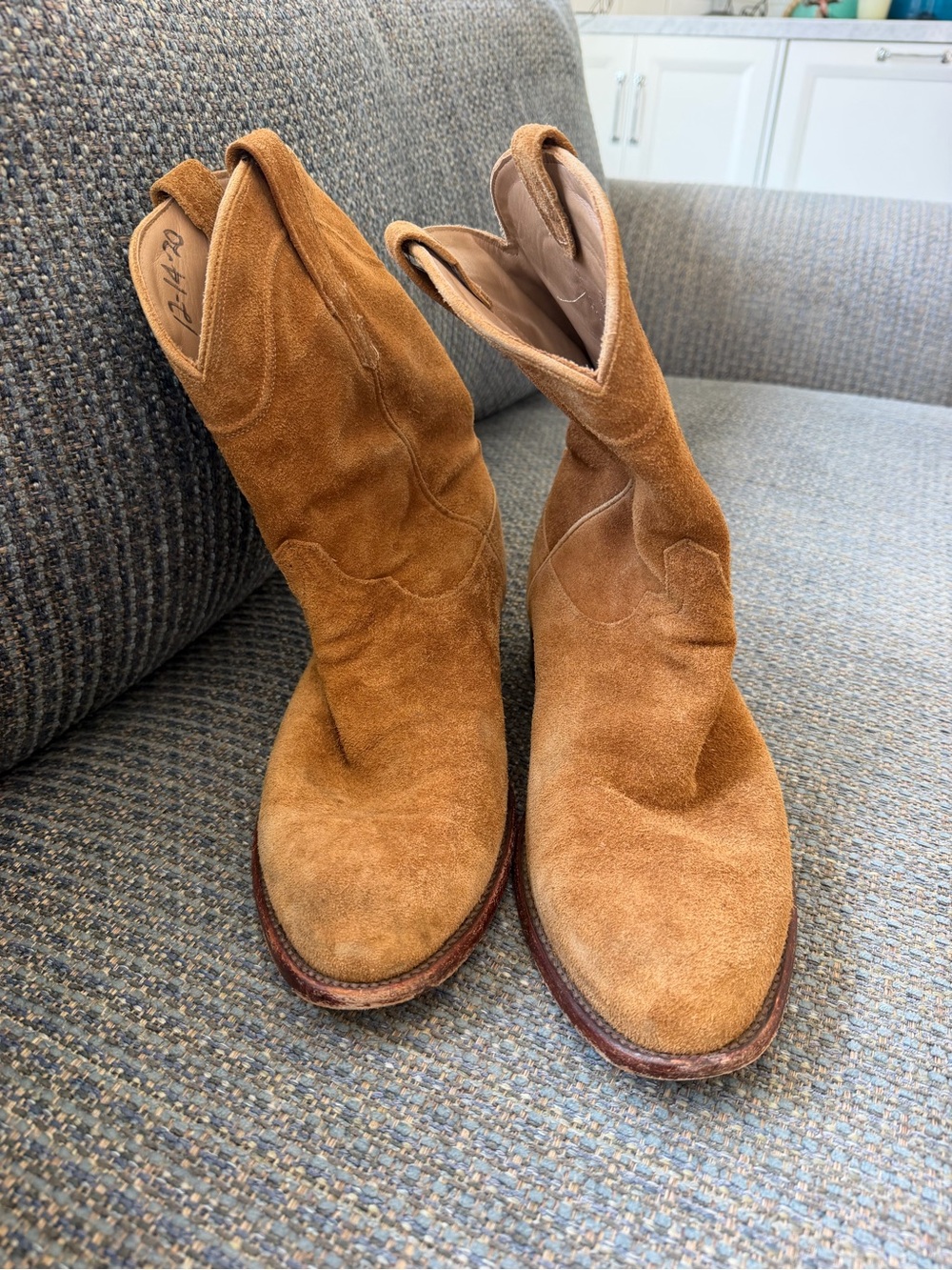 Tecovas SHANE  Suede Cowboy Boots in Honey color